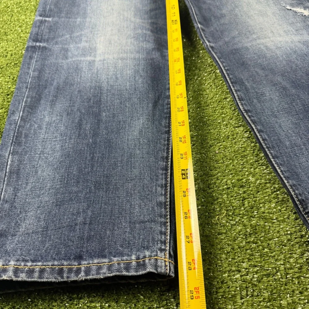 Lucky Brand Mens Straight Leg Blue Denim Jeans Medium Wash Distressed Size 32‎